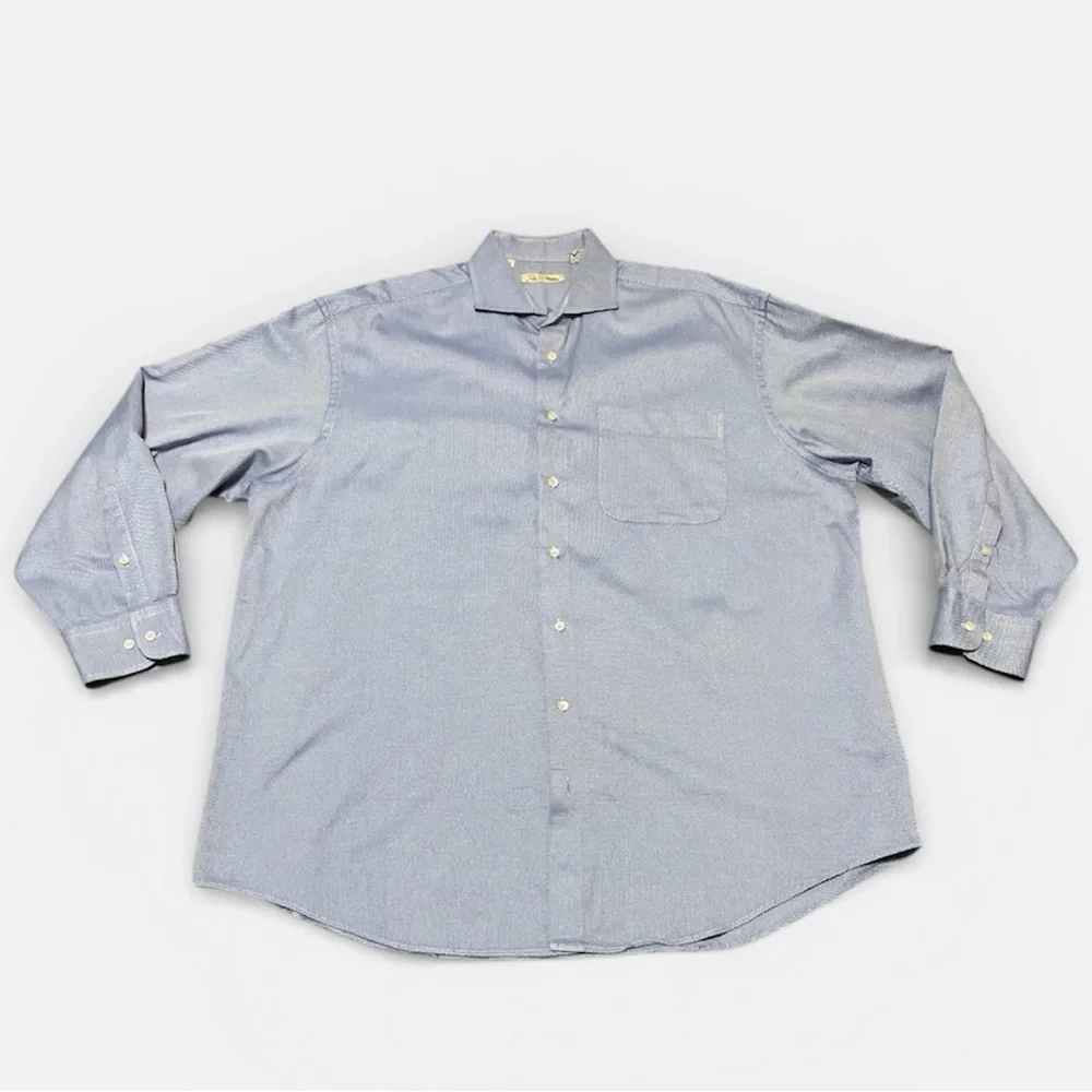 Men's Peter Millar Blue Textured Cotton Dress Shirt Size XL